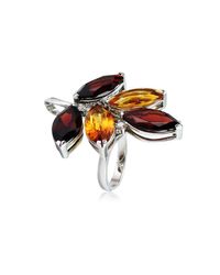 Cherie Thum - Multicolor Tree Of Life Garnet And Madeira Citrine Ring - Lyst