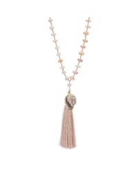 Heather Kenealy Jewelry - Metallic Druzy Seashell With Silk Tassel On A Pink Opal Necklace - Lyst