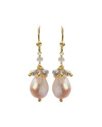 Mishanto London - Metallic Cari Yellow Gold And Labradorite Pearl Drop Earrings - Lyst