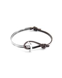 Anchor & Crew - Multicolor Dark Brown Galleon Silver And Leather Half Bangle for Men - Lyst