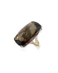 Cherie Thum Multicolor Fire And Ice Rectangular Cushion Smoky Quartz Ring