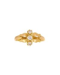 Alexis Danielle Jewelry - Metallic Art Nouveau 18kt Yellow Gold Three Diamond Flower Ring - Lyst