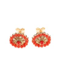 Luis Mendez Artesanos - Multicolor 18kt Gold & Coral Rose Earrings - Lyst