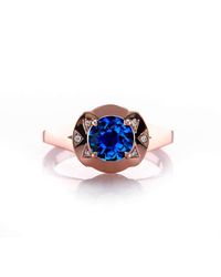 Brian Gavin Diamonds - Multicolor Domed Bow Sapphire And Rose Gold Engagement Ring - Lyst
