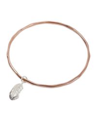 Lily Blanche - Metallic Feather Bangle Rose Gold - Lyst