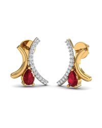 Diamoire Jewels - Metallic Prong Set Premium Ruby Earrings With 30 Diamonds In 10kt Yellow Gold - Lyst