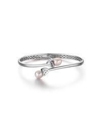 Fei Liu - Metallic Rhodium Plated Snowdrop Pearl Bangle With Cz - Lyst