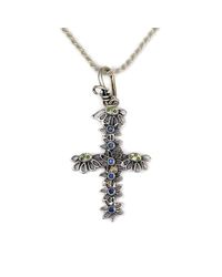 Donna Pizarro Designs - Metallic Sterling Sapphire And Diamond Daisy Cross Necklace - Lyst