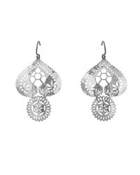 Murkani Jewellery Metallic Lace Doily Silver Large Earrings