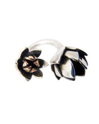 Charlotte Cornelius - Metallic Silver Succulent Artichoke Wrap Ring - Lyst