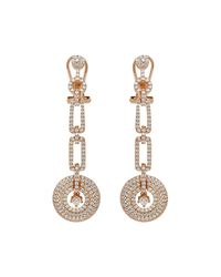 Lustre of London - Metallic Rose Art Deco Drop Earrings - Lyst