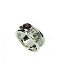 Will Bishop - Metallic White Gold, Garnet & Diamond Ring - Lyst