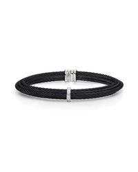 Alor - Black 18kt White Gold & Stainless Steel Noir Diamond Pyramid Bangle - Lyst