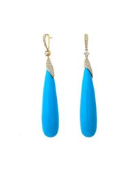 Nehita Jewelry - Blue Teardrop Turquoise Cabochon Earrings - Lyst
