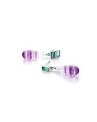 Jewellery Design Marie-Benedicte Metallic Ophelia's Dream Earrings In Silver, Fluorite And Tourmaline