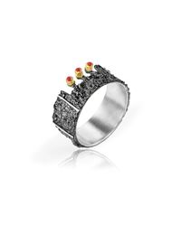 Apostolos Jewellery - Metallic The Earth Song 3 Oxidised Silver Ring - Lyst