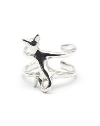ileava jewelry Metallic Sterling Silver Hug Cat Ring |