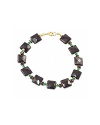 Regenz - Metallic Gold Onyx Suffragette Bracelet - Lyst