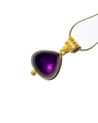 Polly Gasston Goldsmith - Multicolor Cabochon Amethyst Teardrop 22kt Gold Pendant - Lyst