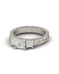 5Ine Jewels - Metallic Designer Engraved Chennel Set Solitaire Diamond Engagement Ring - Lyst
