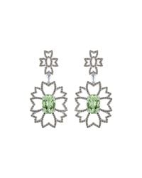 Arya Esha - Metallic Oval Cut Prasiolite And Champagne Diamond Earrings - Lyst