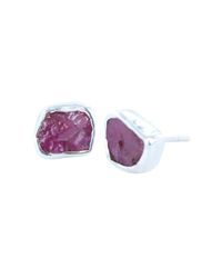 Reeves and Reeves - Purple Rough Stone Ruby Earrings - Lyst