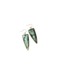 Laura J Finery - Multicolor Bezeled Labradorite Arrowhead Earrings - Lyst
