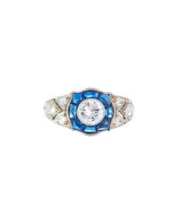 Alexis Danielle Jewelry - Blue Stunning Art Deco Diamond Sapphire Platinum Ring - Lyst