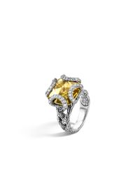 John Hardy | Green Classic Chain Ring With Citrine And Diamonds | Lyst