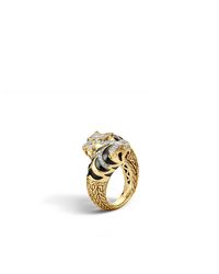 John Hardy | Blue Macan Double Head Bypass Ring With Diamonds | Lyst