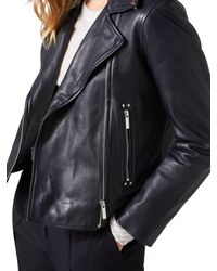 jigsaw navy leather jacket