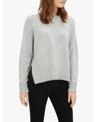 Jaeger Gray Wool Cashmere Side Split Detail Jumper