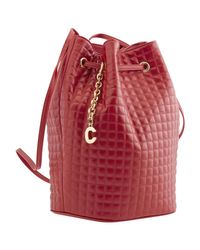 Céline Quilted Calfskin Backpack- Red