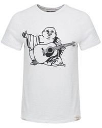 True Religion White Buddha Print Cotton T-shirt for men