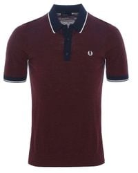 Fred Perry Red Yarn Knit Tipped Polo Shirt for men