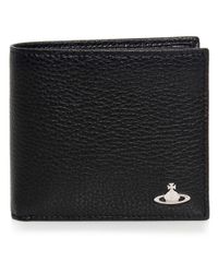 Vivienne Westwood Black Punk Grained Leather Orb Wallet for men