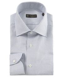 Corneliani Blue Square Print Shirt for men