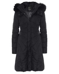 Creenstone Black Eugenie Fur Trim Coat