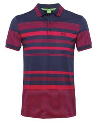BOSS Green Blue Paddy 1 Striped Polo Shirt for men