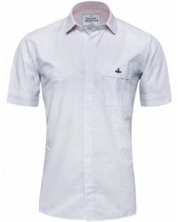Vivienne Westwood White Short Sleeve Check Shirt for men