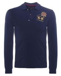 La Martina Blue Guards Long Sleeve Polo Shirt for men