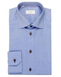 Eton of Sweden Blue Contemporary Fit Herringbone Shirt for men