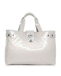 Armani Jeans Natural Quilted Patent Shopper Bag
