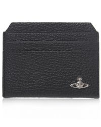 Vivienne Westwood Black Leather Grain Orb Card Holder for men