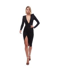 Alexandre Vauthier Black Ruched Jersey Midi Dress