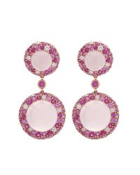 Sidney Garber - Pink Sapphire And Rose Quartz Cabochon Earrings - Lyst