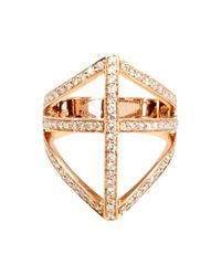 Campbell - Metallic Diamond Shield Ring - Lyst