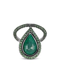 Nina Runsdorf Green Emerald Flip Ring