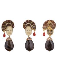 Sylvie Corbelin - Metallic Japanese Women Face Earrings - Lyst
