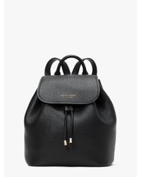 Kate Spade Black Sinch Pebbled Leather Medium Flap Backpack